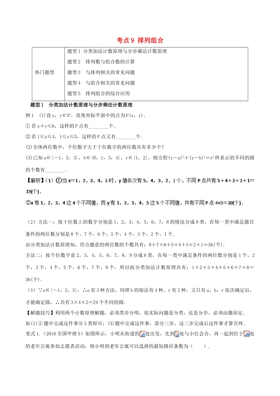 高考数学 热门考点与解题技巧 考点9 排列组合-人教版高三全册数学试题_第1页