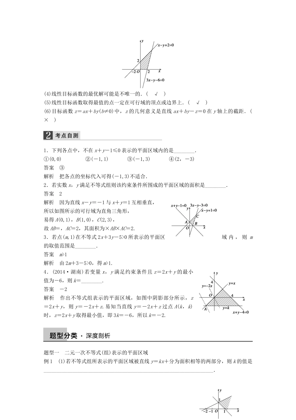 高考数学大一轮复习 7.3二元一次不等式（组）与简单的线性规划问题教师用书 理 苏教版-苏教版高三全册数学试题_第2页