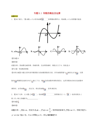 高考数学一轮总复习 专题3.1 导数的概念及运算练习（含解析）文-人教版高三全册数学试题