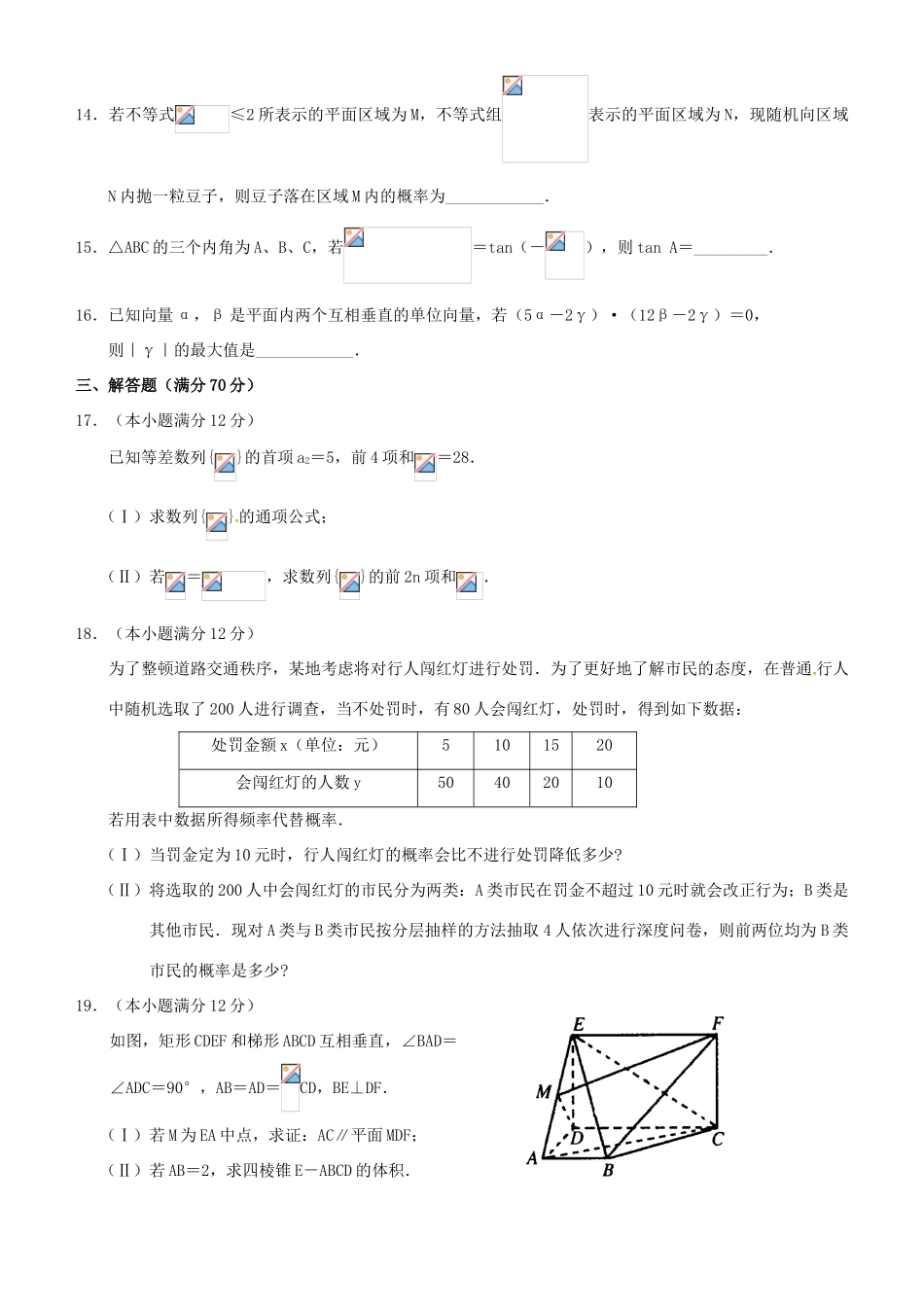 河南省郑州市高三数学上学期第一次质量预测试题 文-人教版高三全册数学试题_第3页