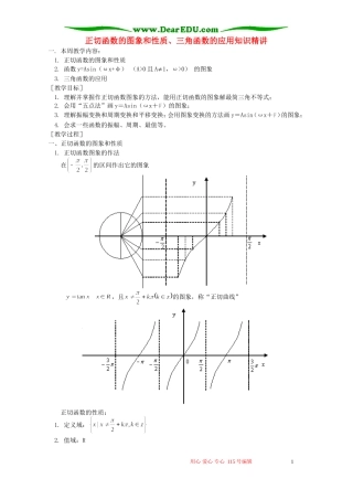 正切函数的图象和性质、三角函数的应用知识精讲 苏教版