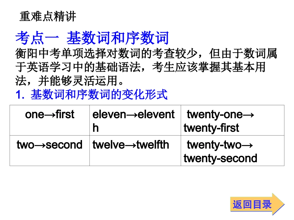 【中考考点清单】2014年中考英语（湖南专用+新课标）总复习课件：第二部分+语法专题突破+专题六+数词（含13年中考试题）_第3页