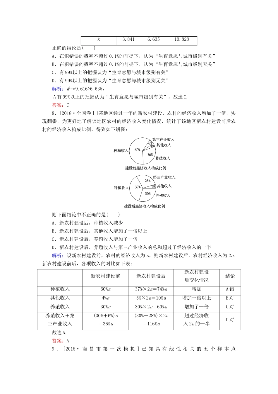 高考数学二轮复习 专题突破课时作业19 统计与统计案例 理-人教版高三全册数学试题_第3页