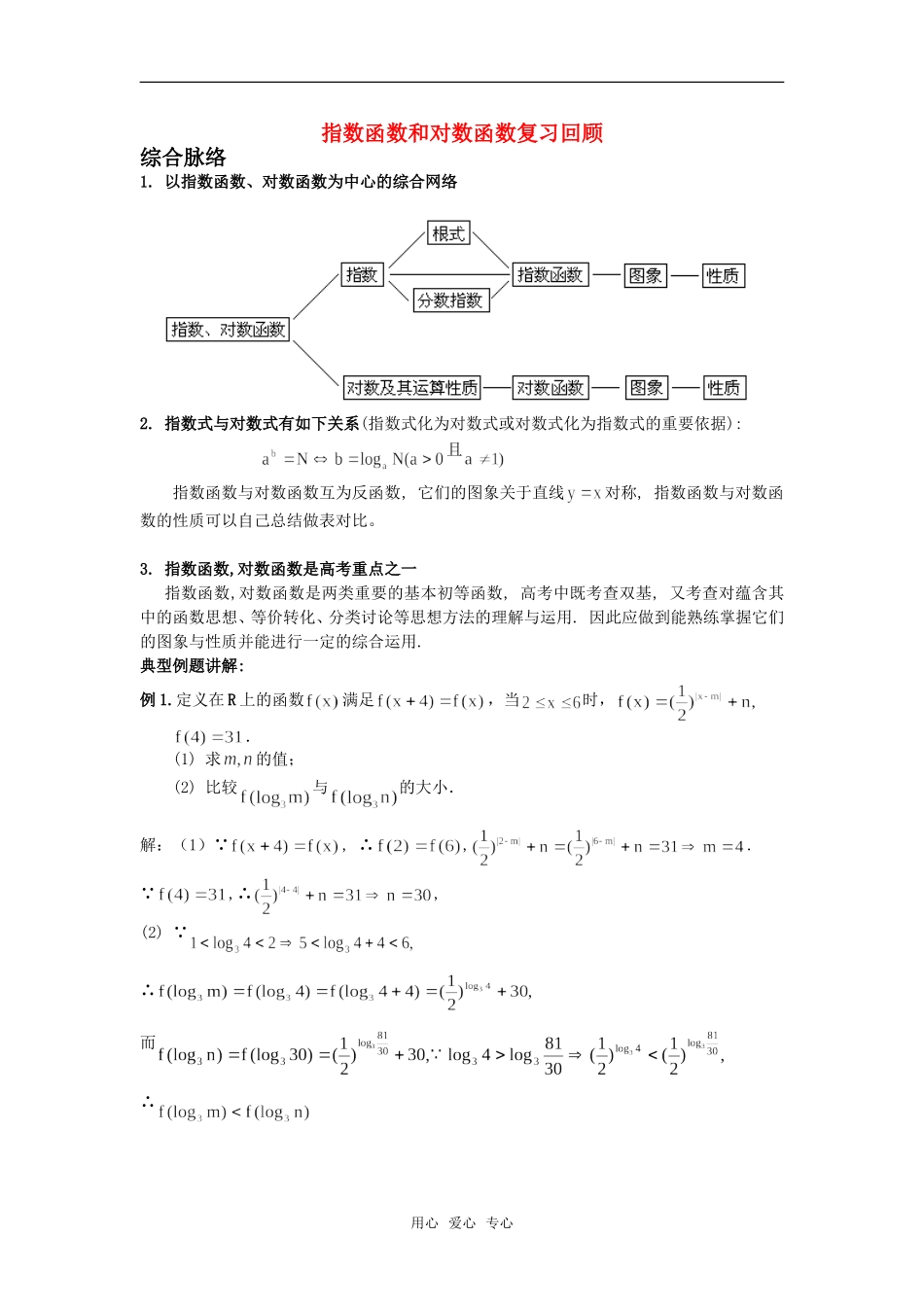 高考数学复习点拨 指数函数和对数函数复习回顾_第1页