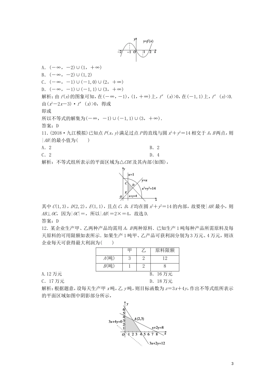 高考数学二轮复习 第一部分 送分专题 第3讲 不等式及线性规划练习 理-人教版高三全册数学试题_第3页