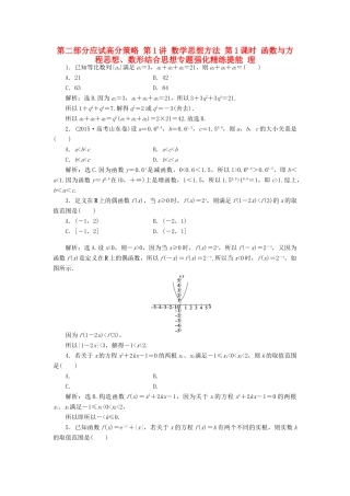 优化方案（山东专用）高考数学二轮复习 第二部分应试高分策略 第1讲 数学思想方法 第1课时 函数与方程思想、数形结合思想专题强化精练提能 理-人教版高三全册数学试题