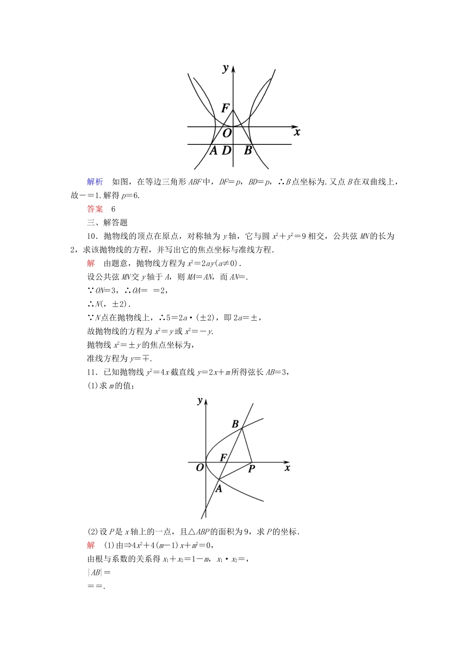 高考数学一轮总复习 8.7抛物线练习-人教版高三全册数学试题_第3页