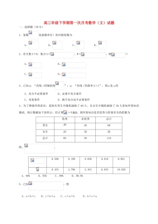 山东省武城二中高三数学下学期第一次月考试题 文-人教版高三全册数学试题
