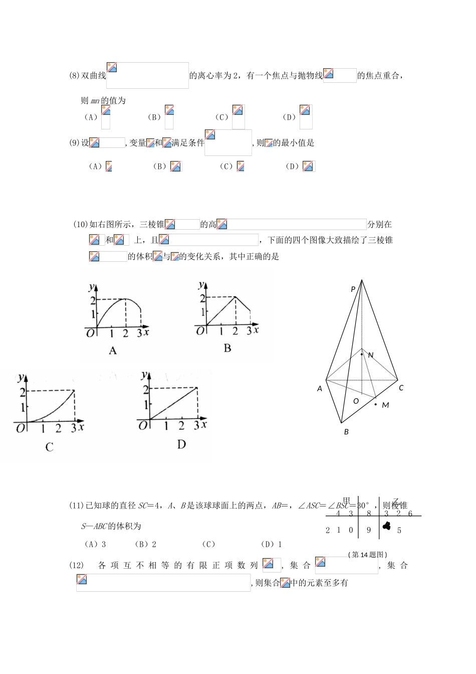 校高三数学4月月考模拟试题5-人教版高三全册数学试题_第2页