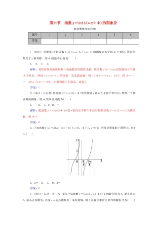 高考数学一轮复习 3.6函数y＝Asin（ωx＋φ）的图象及三角函数模型的应用课时作业 文（含解析）-人教版高三全册数学试题