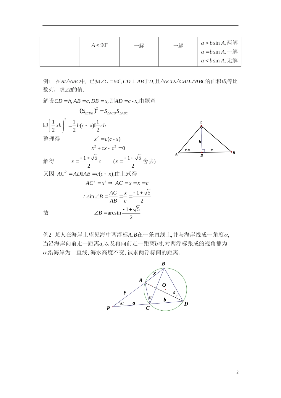 江苏省姜堰市溱潼中学高中数学 知识模板复习讲义 解三角形 苏教版必修5_第2页
