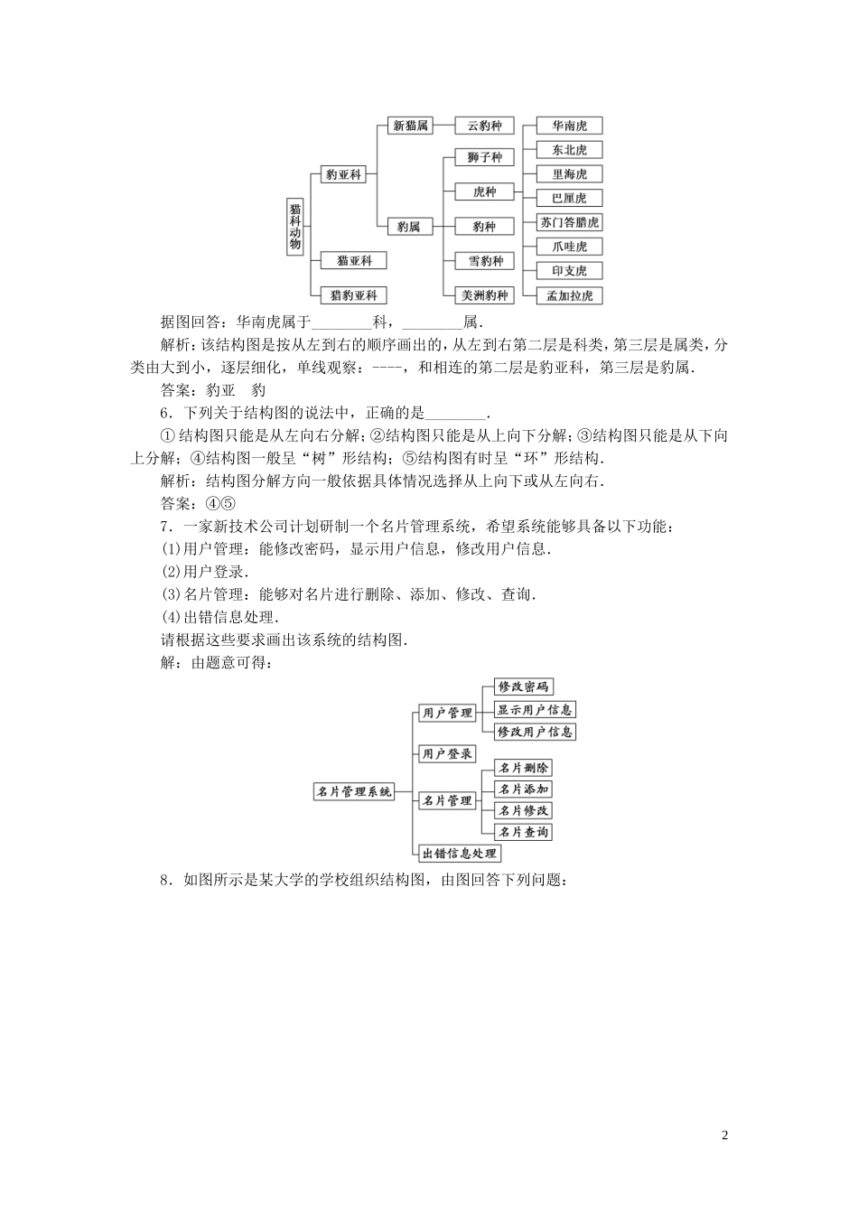 高中数学 课时跟踪检测（五）结构图（含解析）北师大版选修1-2-北师大版高二选修1-2数学试题_第2页