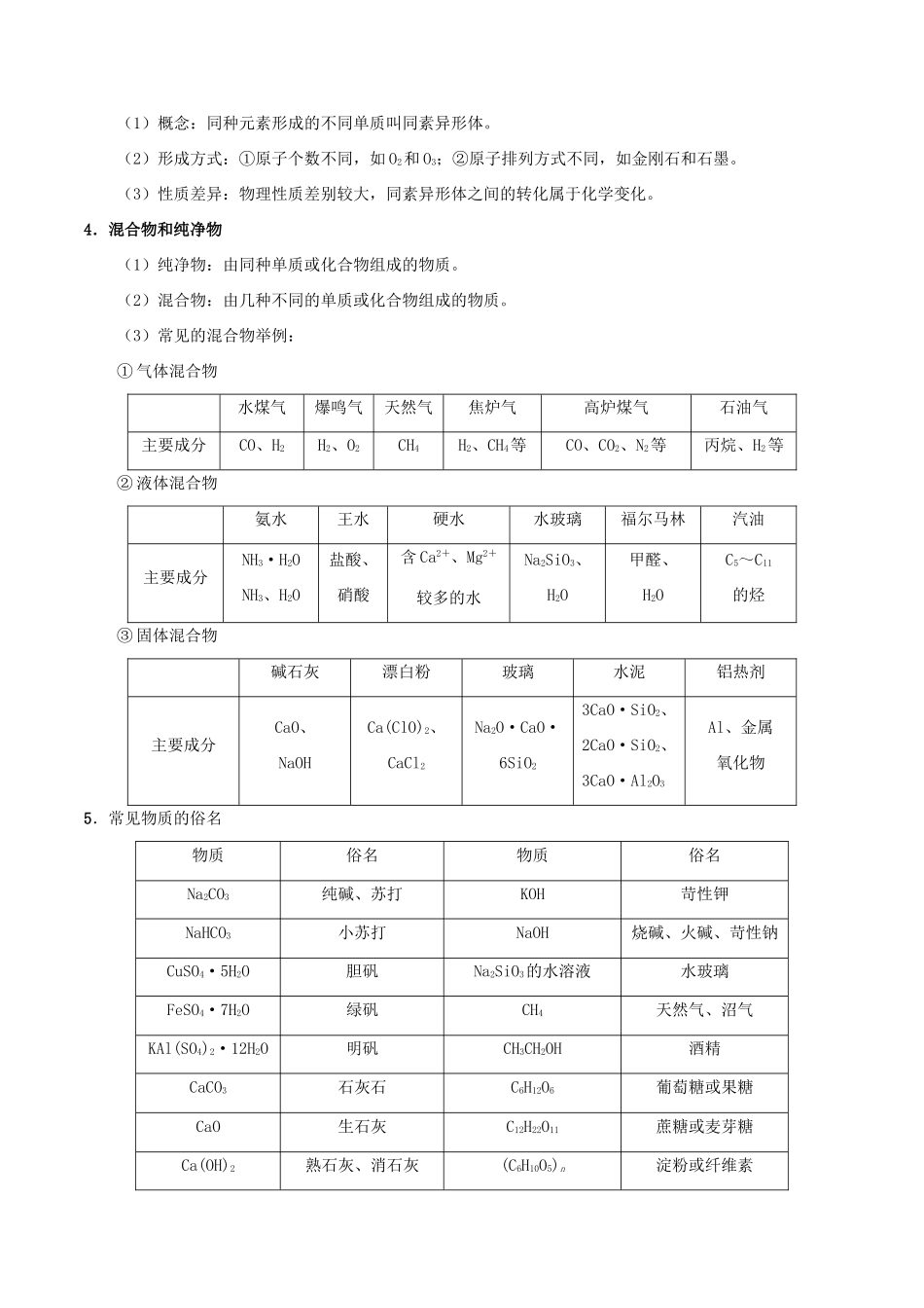 备战高考化学 考点一遍过01 物质的组成、性质及分类（含解析）-人教版高三全册化学试题_第2页