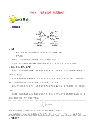备战高考化学 考点一遍过01 物质的组成、性质及分类（含解析）-人教版高三全册化学试题