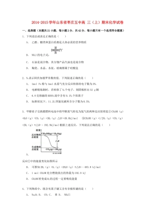 山东省枣庄五中高三化学上学期期末试卷（含解析）-人教版高三全册化学试题