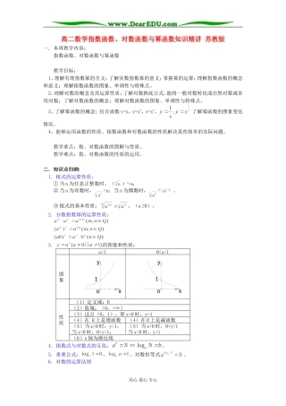 高二数学指数函数、对数函数与幂函数知识精讲 苏教版