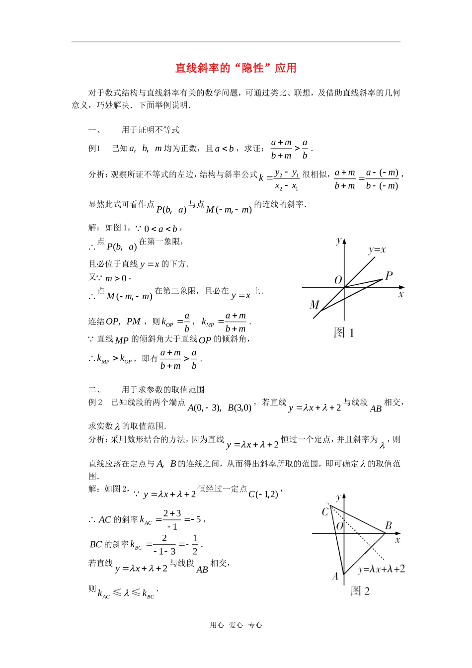 高考数学复习点拨 直线斜率的“隐性”应用_第1页