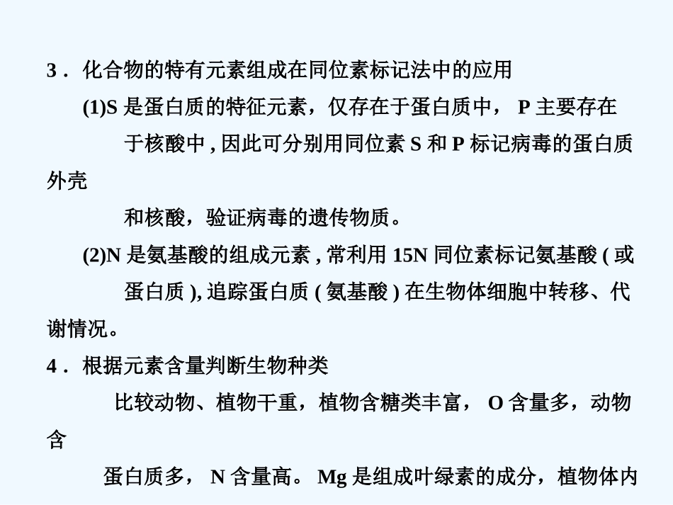 【创新设计】2011届高考生物一轮复习第二章 单元综合提升 细胞的分子组成课件 苏教版必修1 _第3页