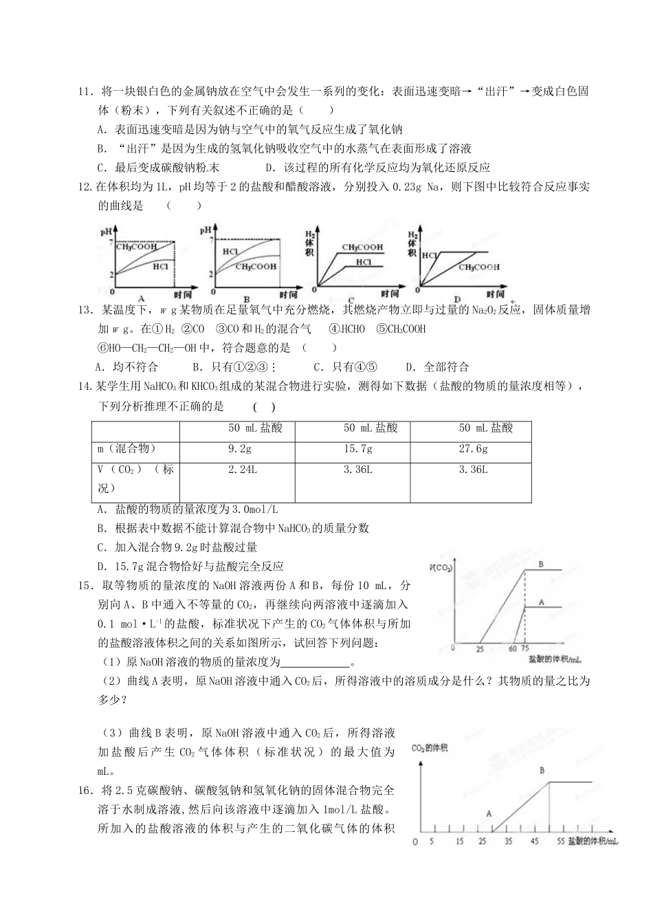 江苏省淮安中学高三化学寒假作业专题二《金属部分》2_第2页