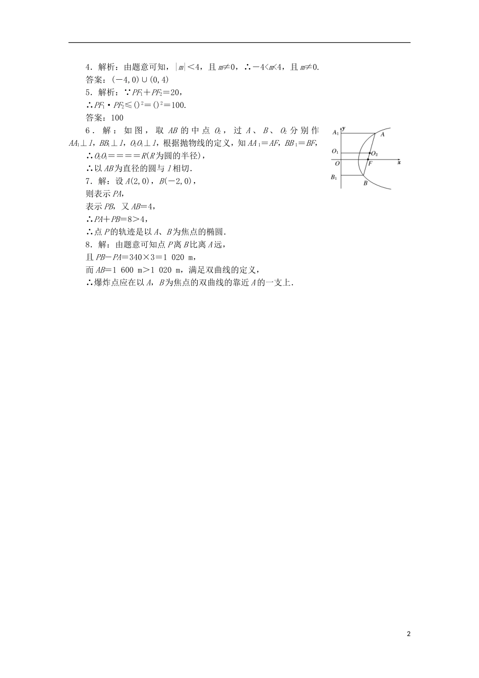 高中数学 课时跟踪训练（七）圆锥曲线 苏教版选修1-1-苏教版高二选修1-1数学试题_第2页