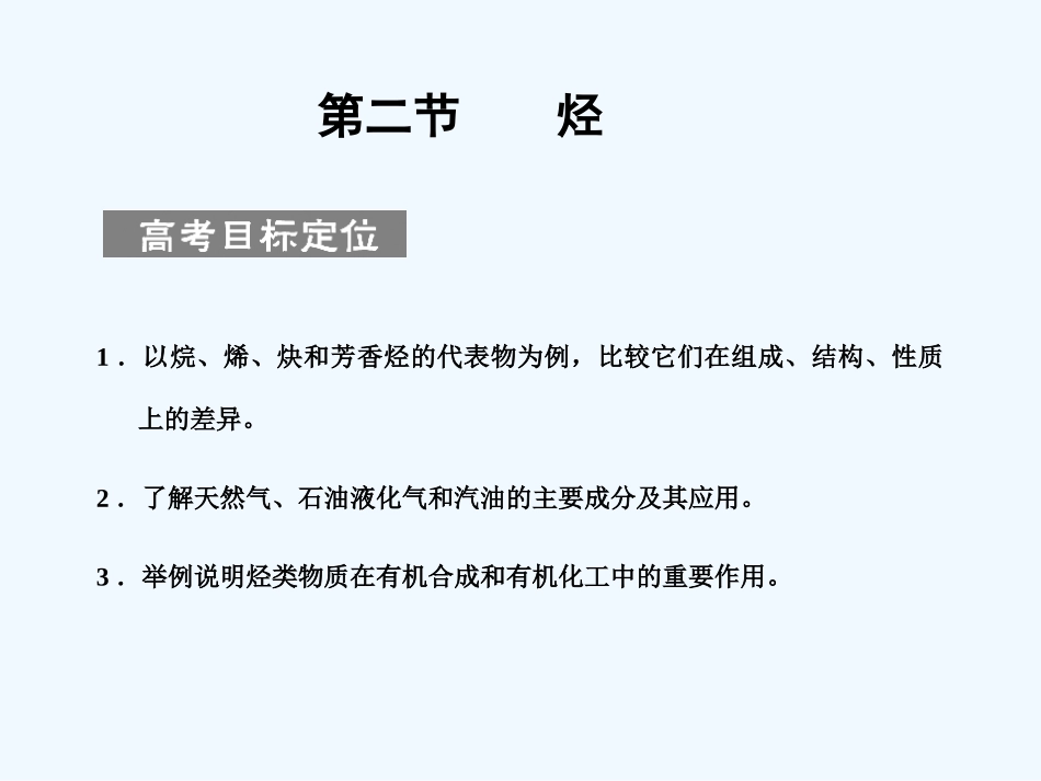 【大纲版创新设计】2011届高考化学一轮复习 第二节 烃课件 新人教版_第1页
