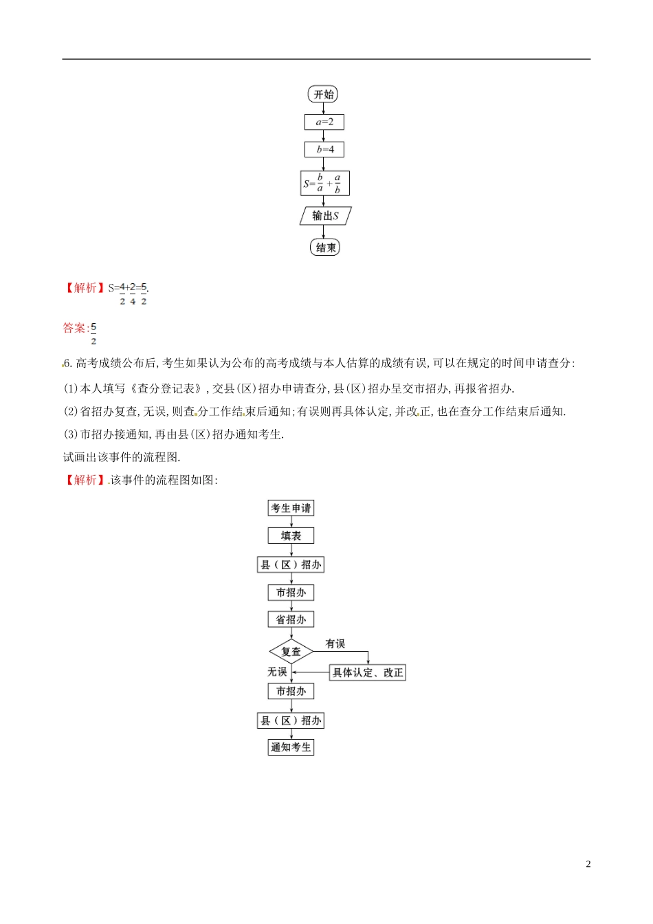 高中数学 第四章 框图 4.1 流程图达标练 新人教A版选修1-2-新人教A版高二选修1-2数学试题_第2页