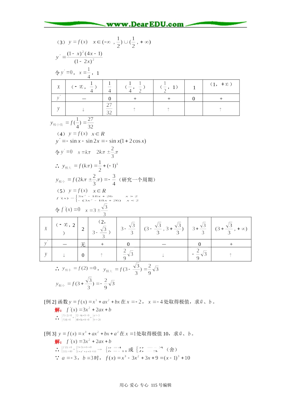 人教版高三数学极值例题解析_第2页