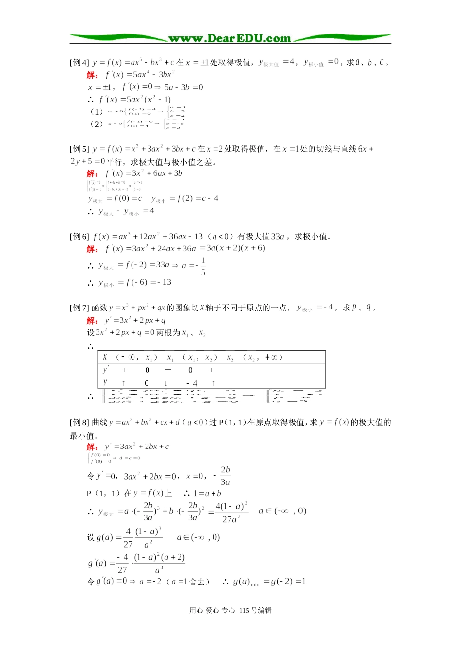 人教版高三数学极值例题解析_第3页