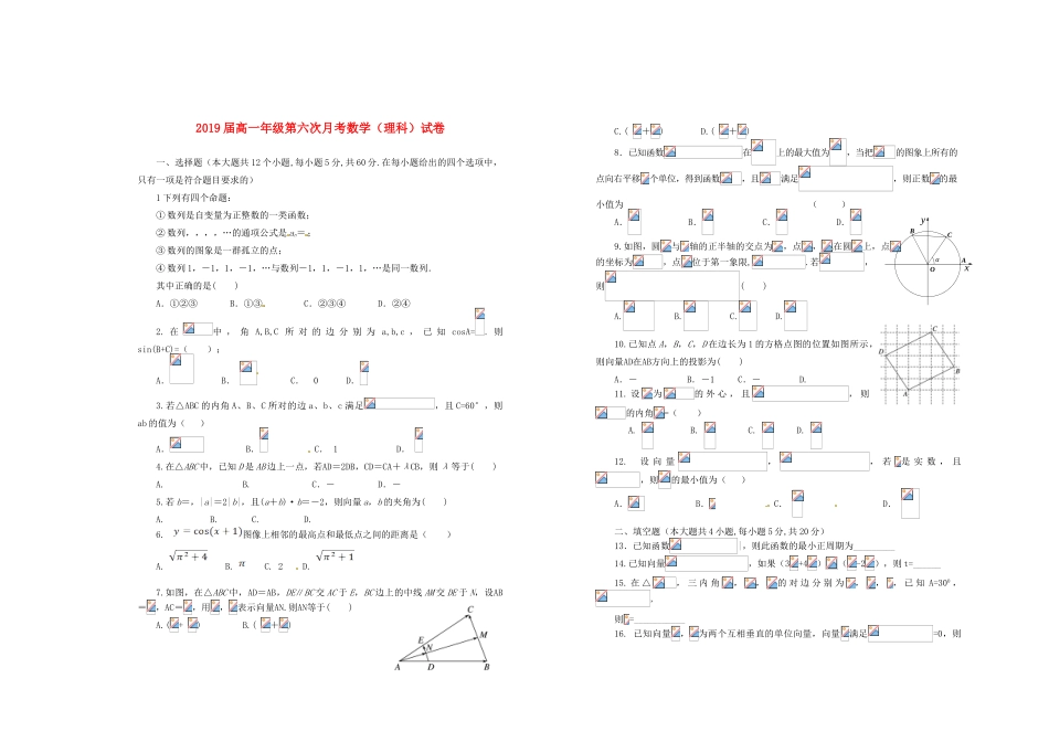 江西省上高县高一数学4月（第六次）月考试题 理-人教版高一全册数学试题_第1页