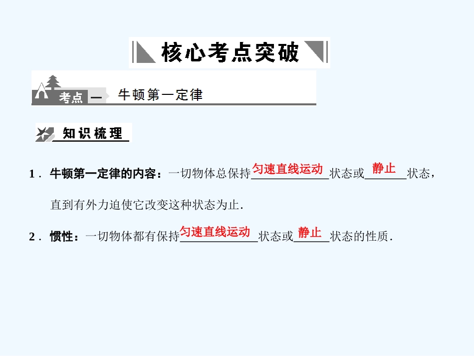 【创新设计】2011届高考物理一轮复习 第3章 第1课时 牛顿运动定律课件 人教大纲版_第2页