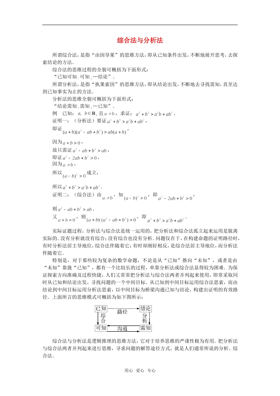 高考数学复习点拨 综合法与分析法_第1页