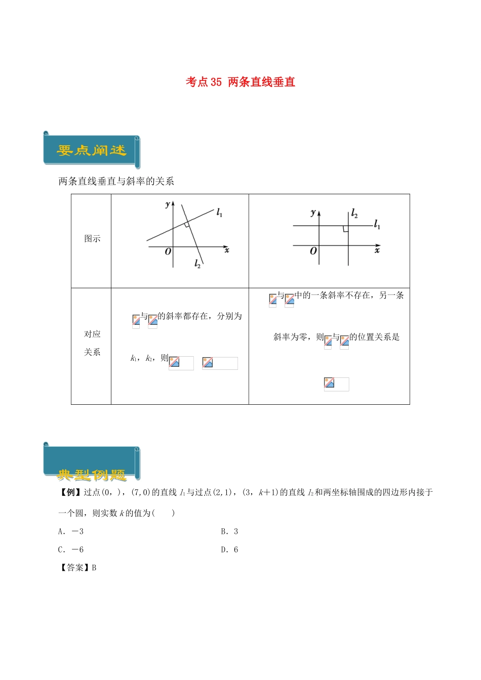 高中数学 考点35 两条直线垂直庖丁解题 新人教A版必修2-新人教A版高一必修2数学试题_第1页