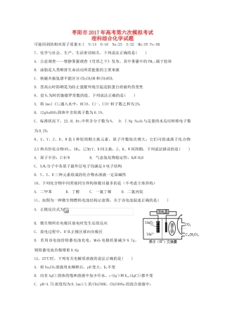 湖北省枣阳市高三化学第六次模拟考试试题-人教版高三全册化学试题