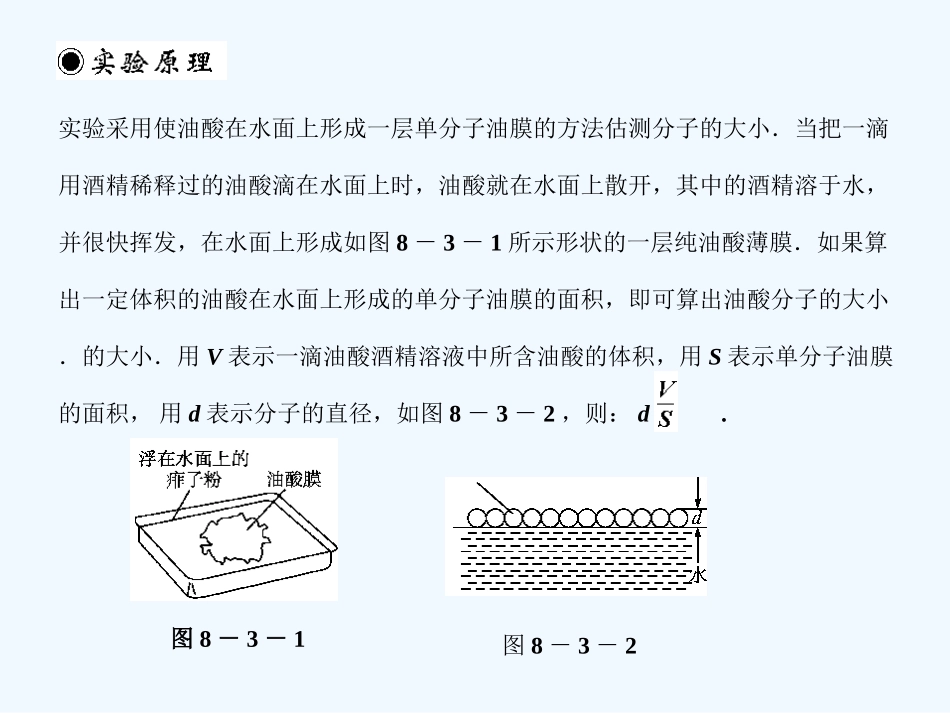 【创新设计】2011届高考物理一轮复习 第3课时 实验九 用油膜法估测分子的大小课件 人教大纲版_第2页