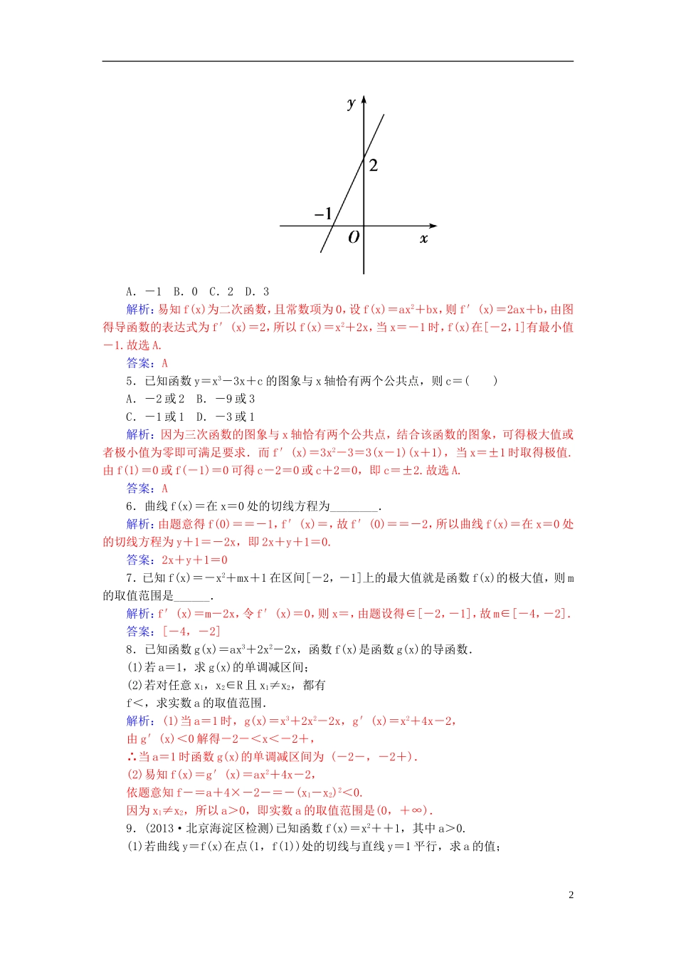 高考数学一轮复习 2.14导数在研究函数中的应用（二）练习 理-人教版高三全册数学试题_第2页