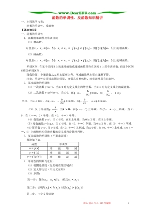 函数的单调性、反函数知识精讲 人教版