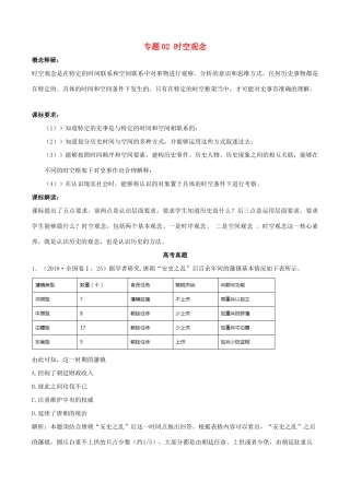 高考历史新趋势解读之五大核心素养 专题02 时空观念专项精练-人教版高三全册历史试题