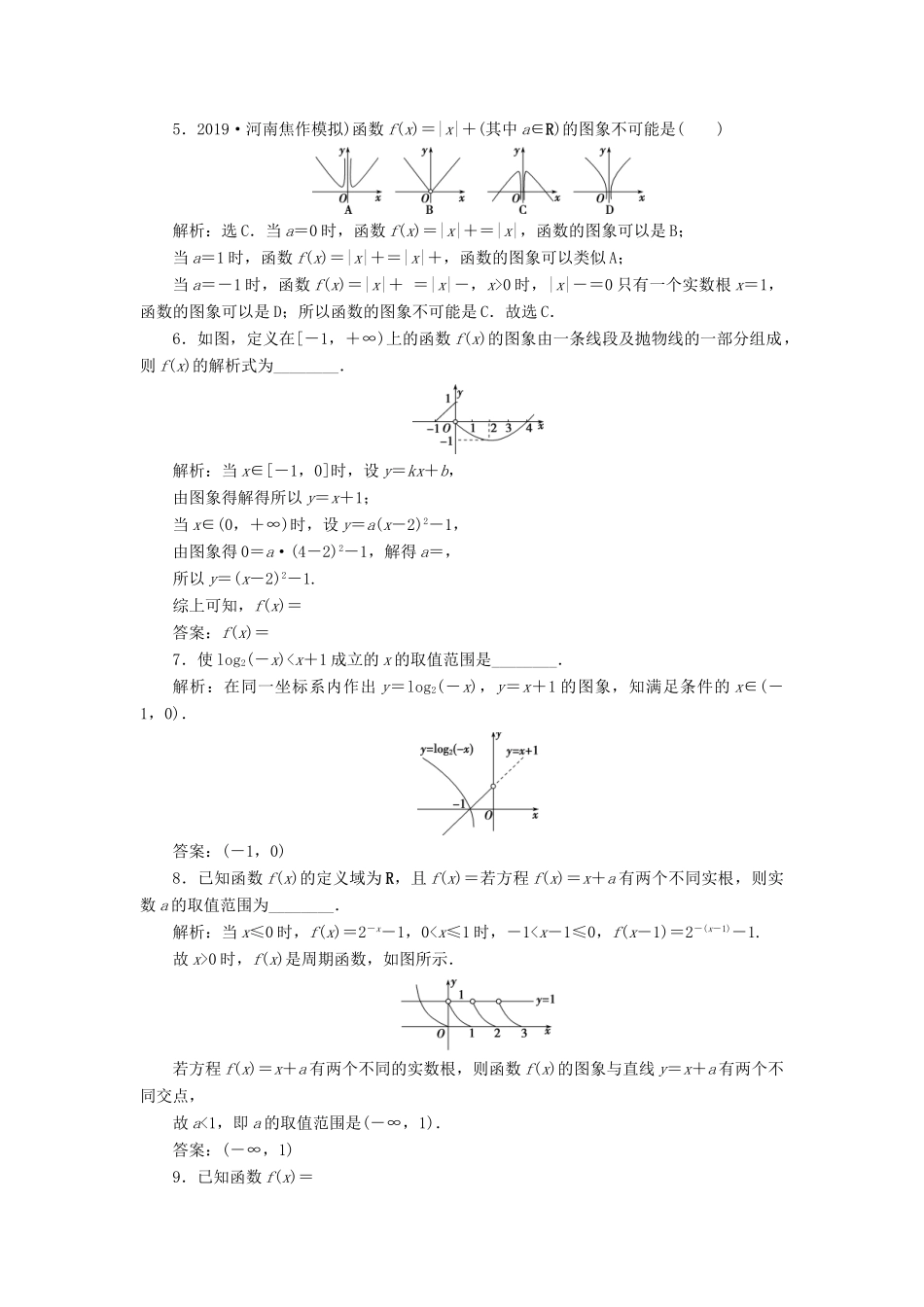 高考数学大一轮复习 第二章 函数概念与基本初等函数 第7讲 函数的图象分层演练 文-人教版高三全册数学试题_第2页