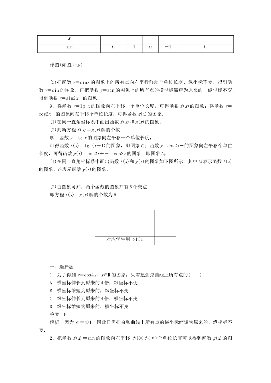 高中数学 第一章 三角函数 1.5.1 函数y＝Asin（ωx＋φ）的图象练习（含解析）新人教A版必修4-新人教A版高一必修4数学试题_第3页