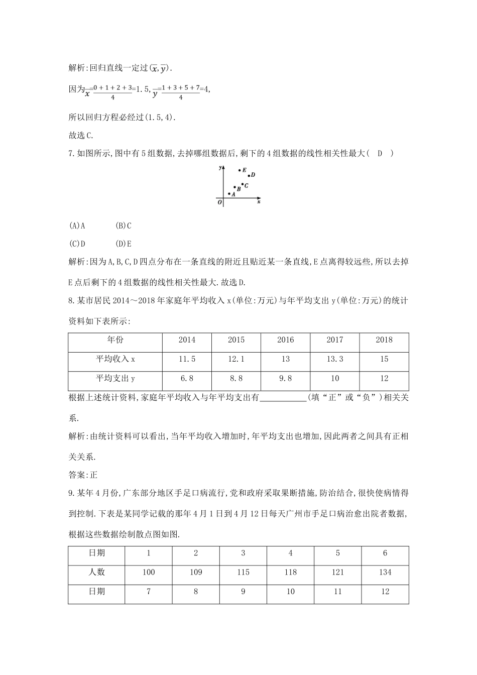 高中数学 第二章 统计 2.3.1 变量之间的相关关系 2.3.2 两个变量的线性相关课时作业 新人教A版必修3-新人教A版高一必修3数学试题_第3页