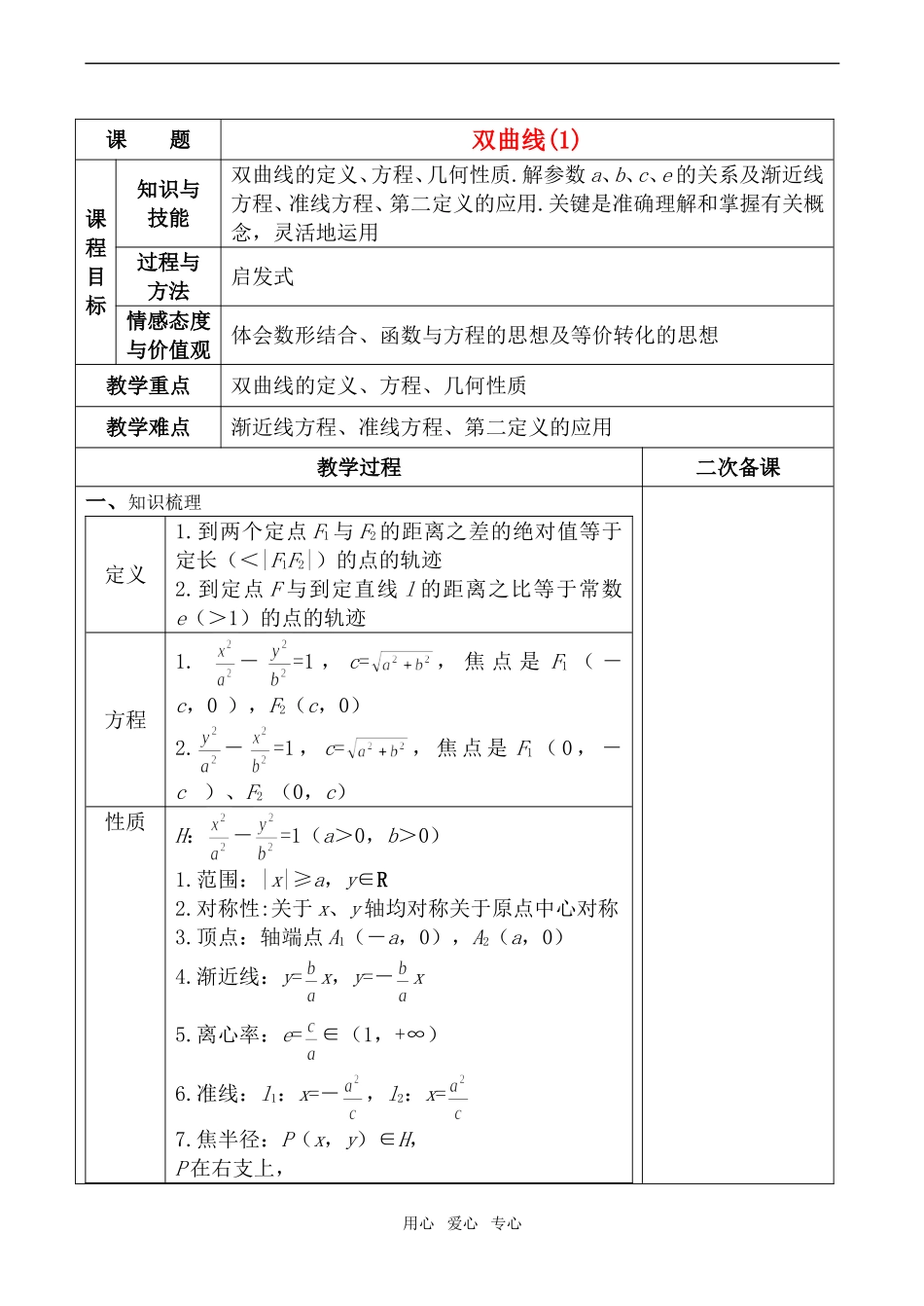 高二数学选修1 双曲线(1)_第1页