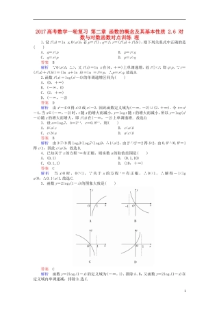 高考数学一轮复习 第二章 函数的概念及其基本性质 2.6 对数与对数函数对点训练 理-人教版高三全册数学试题
