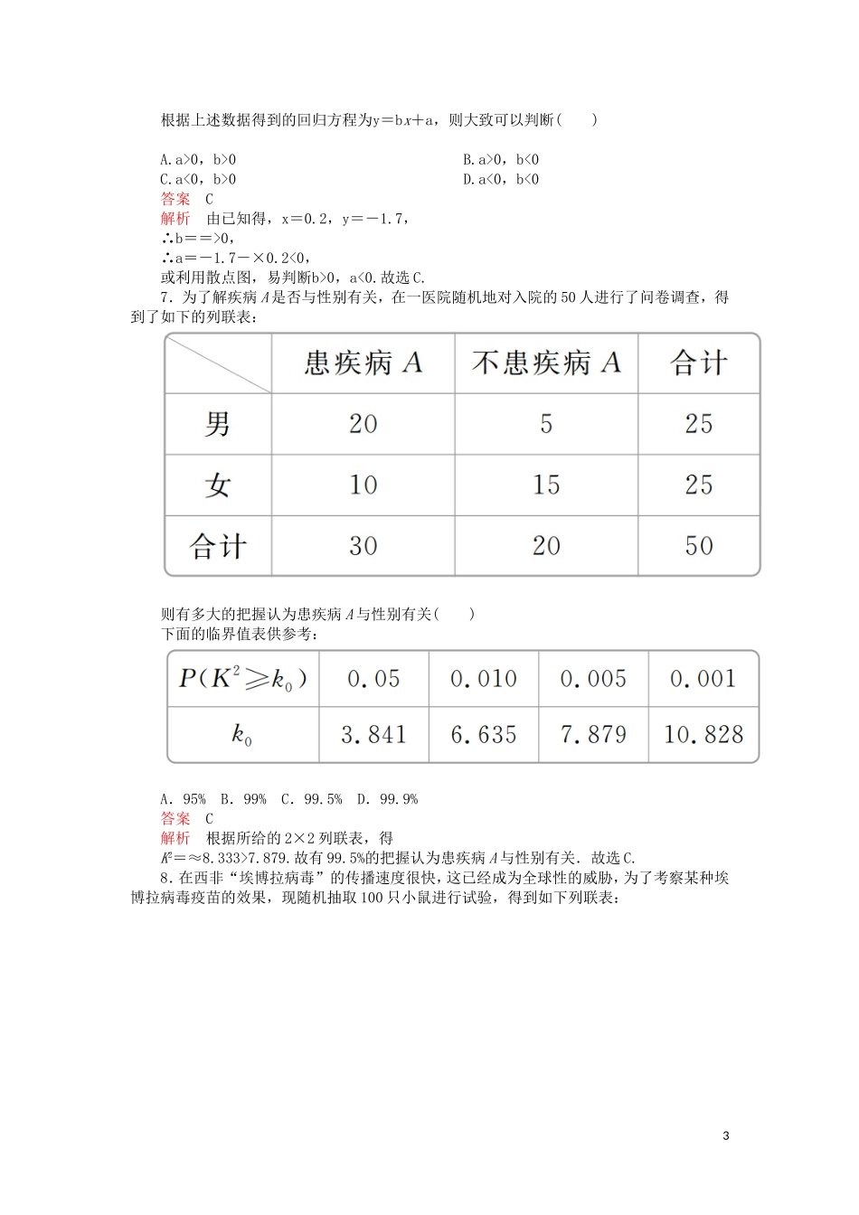 高考数学一轮复习 第9章 统计与统计案例 第3讲 课后作业 理（含解析）-人教版高三全册数学试题_第3页