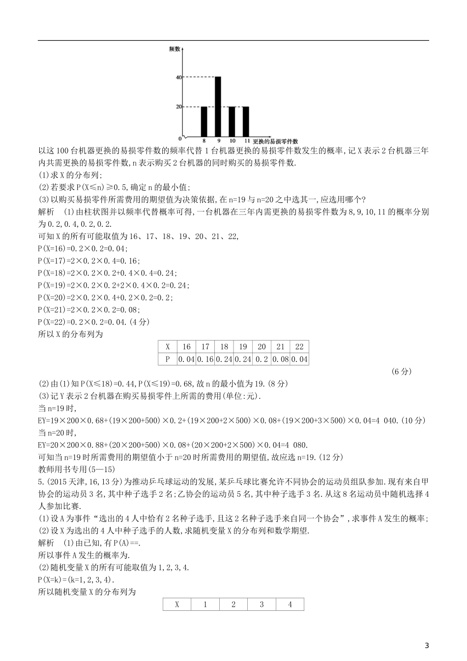 高考数学一轮复习 第十一章 概率与统计 11.3 离散型随机变量及其分布列、均值与方差练习 理-人教版高三全册数学试题_第3页