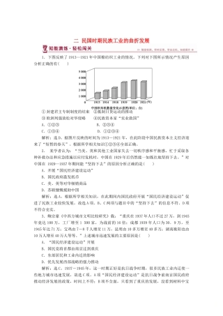 高中历史 专题二 近代中国资本主义的曲折发展 二 民国时期民族工业的曲折发展知能演练 人民版必修2-人民版高一必修2历史试题