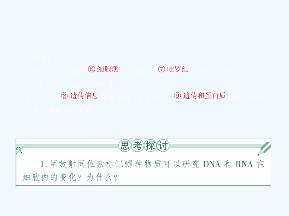《金版》2011高三生物总复习 第二章 3、4节遗传信息的携带者—核酸　细胞中的糖类和脂质课件 苏教版_第2页