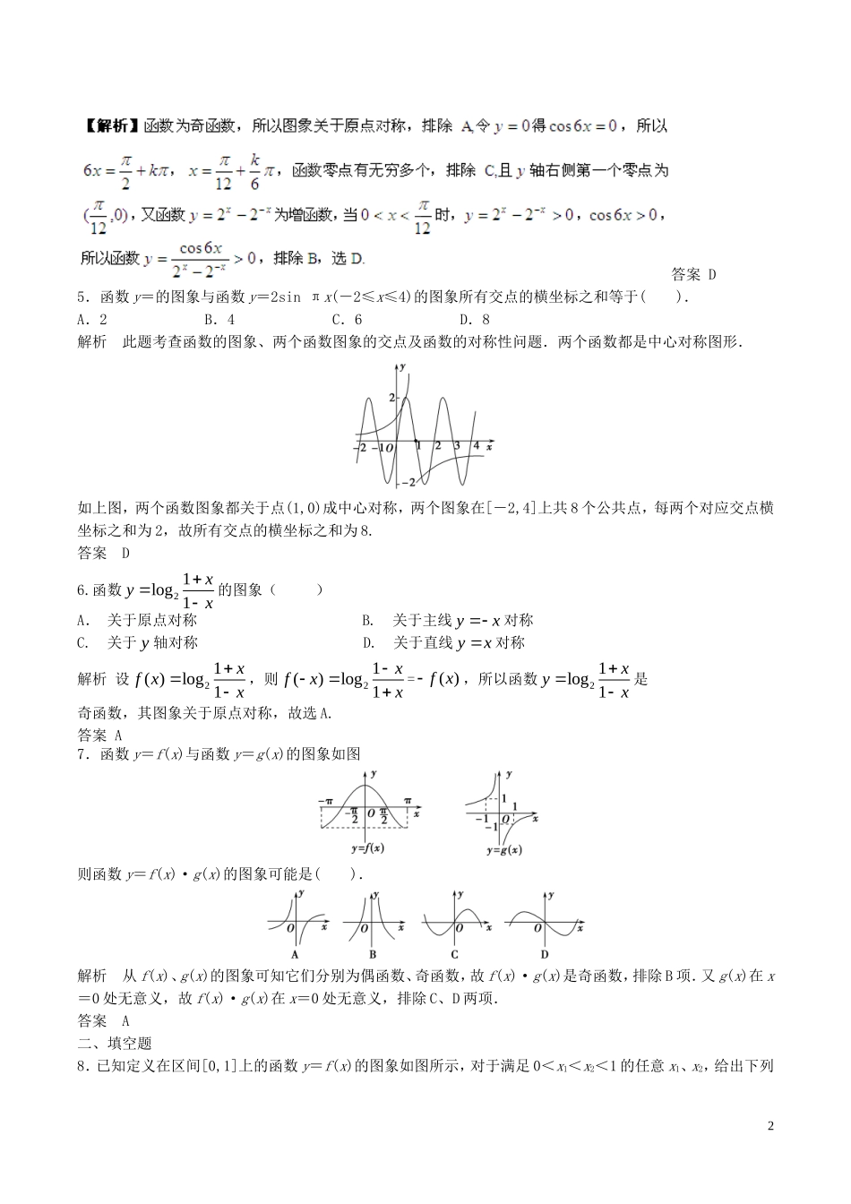 高考数学一轮复习 第二章 函数概念与基本初等函数 第7课时 函数的图像练习（含解析）-人教版高三全册数学试题_第2页