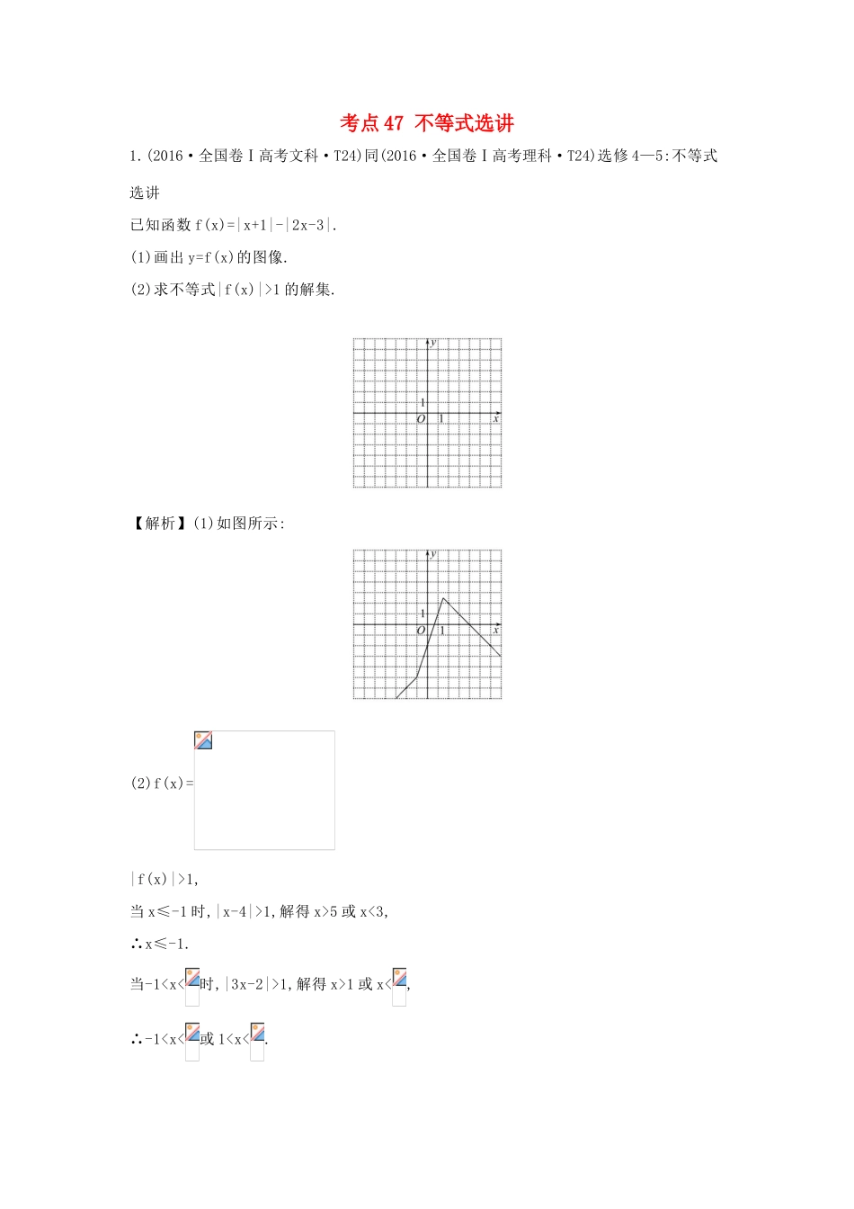 高中数学 考点47 不等式选讲（含高考试题）新人教A版-新人教A版高三全册数学试题_第1页
