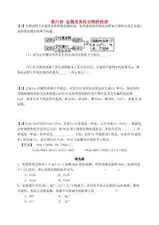 湖南省华鑫高中高一化学竞赛辅导 第六讲 金属化合物的性质