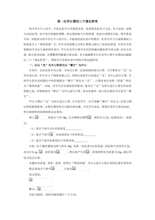 高一化学计算的三个强化转变专题辅导